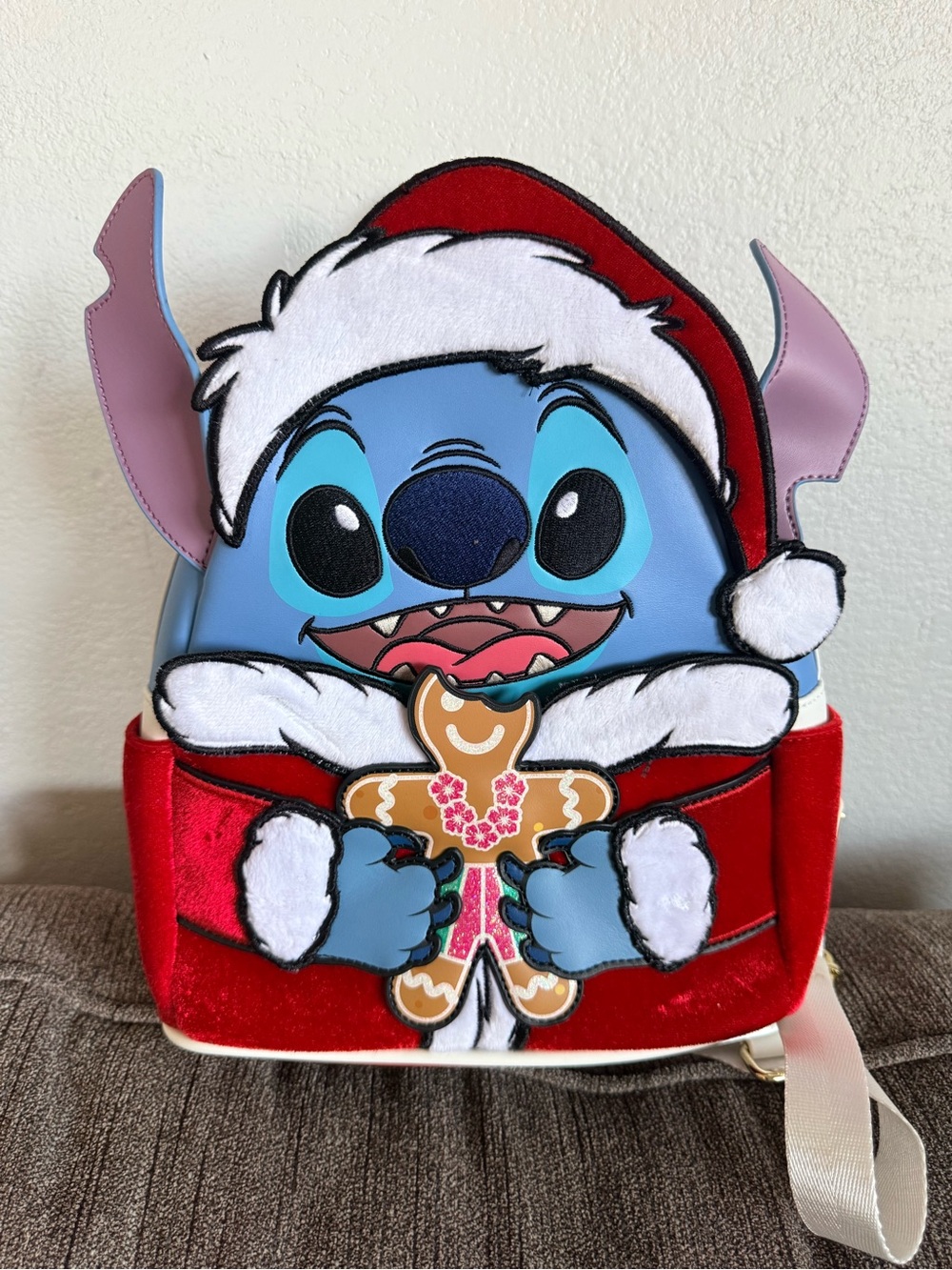 Loungefly Stitch Santa Holiday Backpack - Blue, Red & White